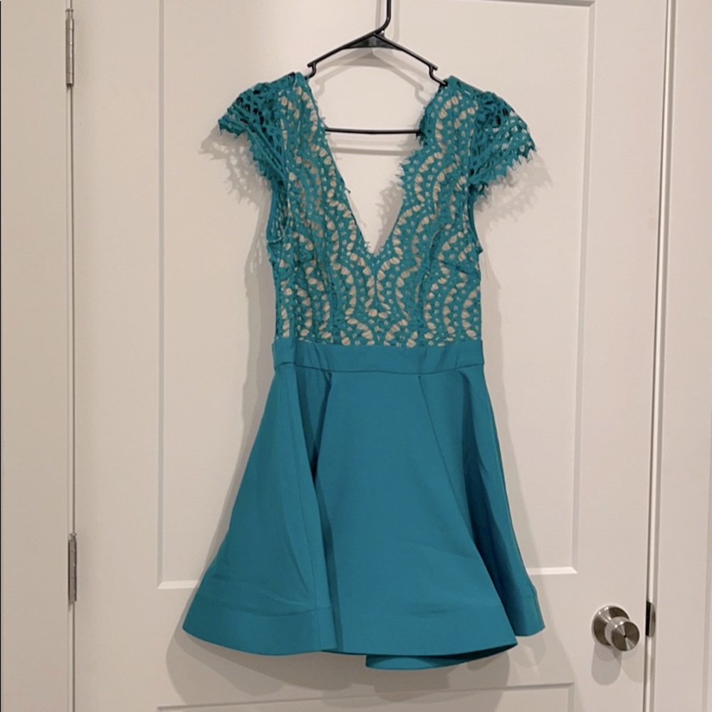 Teal fun Cocktail Dress- Lace on top- New with Tag